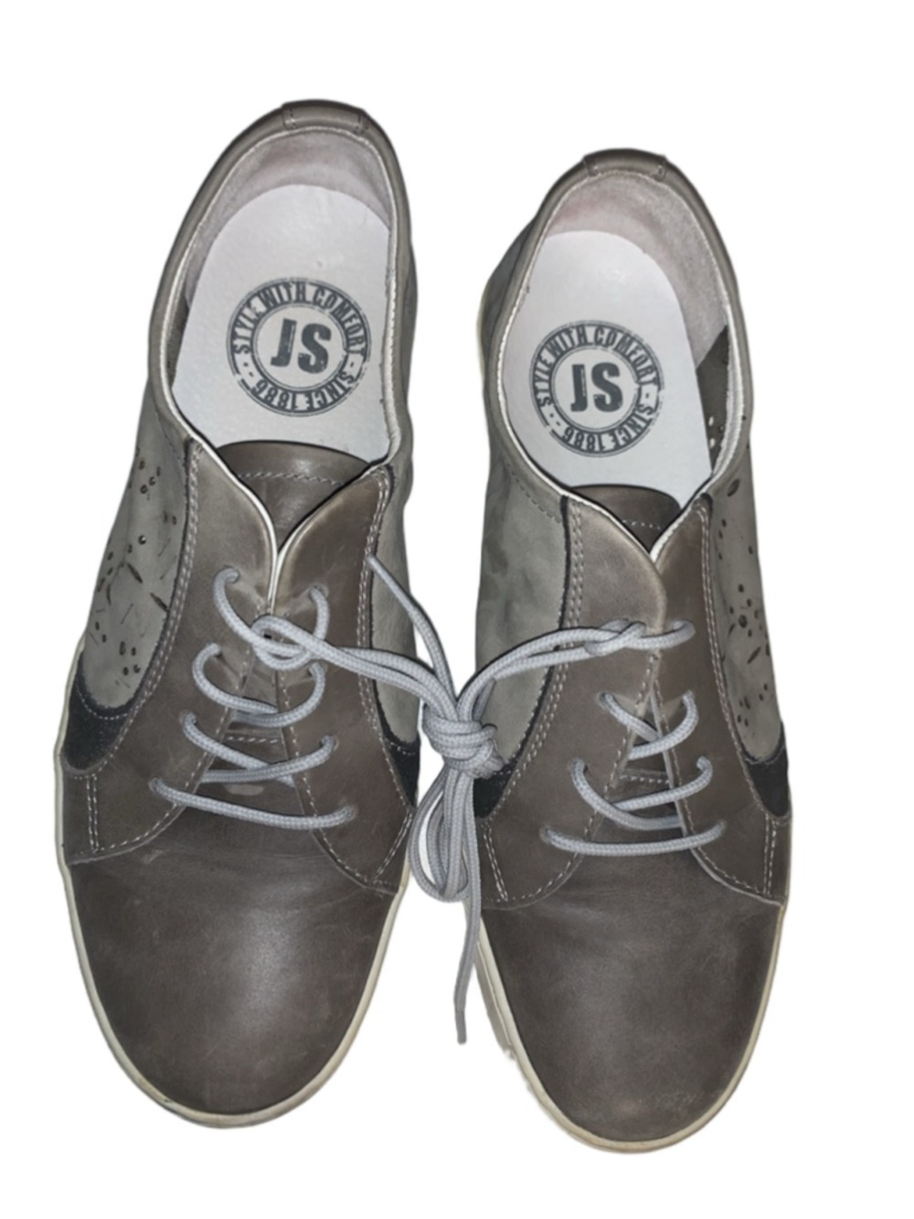Women's Josef Seibel Gray Leather Sneakers Size 9 Eur 40